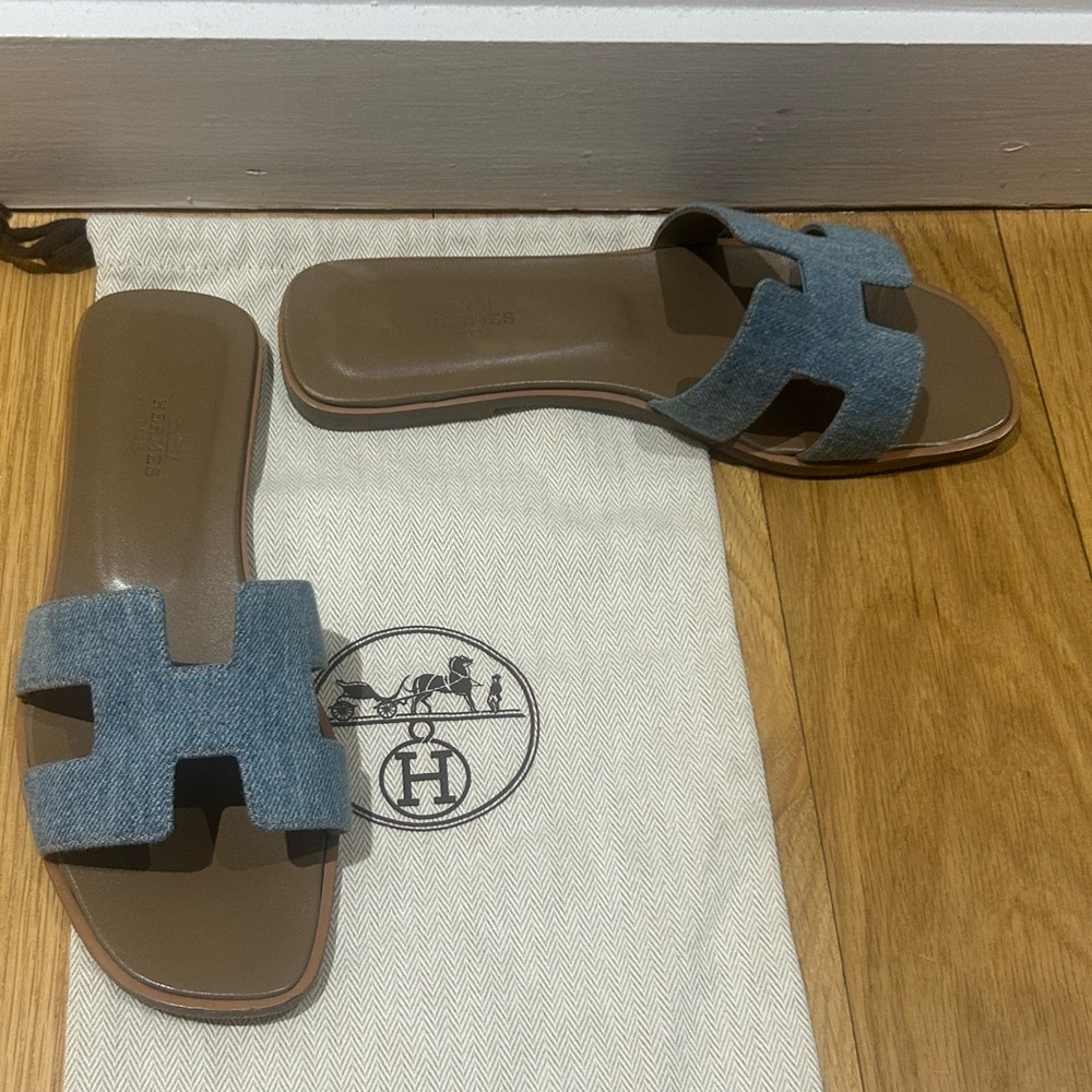 Hermès Orans in Blue Denim SZ 37.5 - Picture 6 of 12